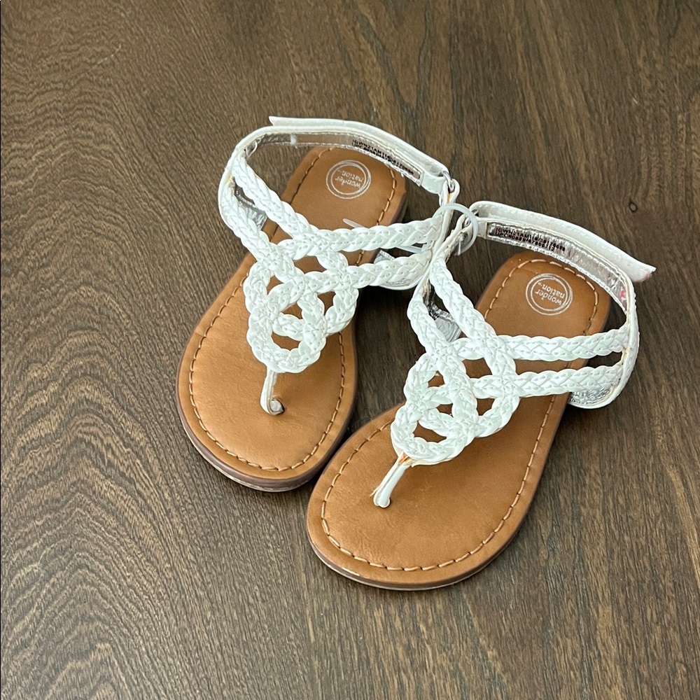 Kids White Braided Sandals